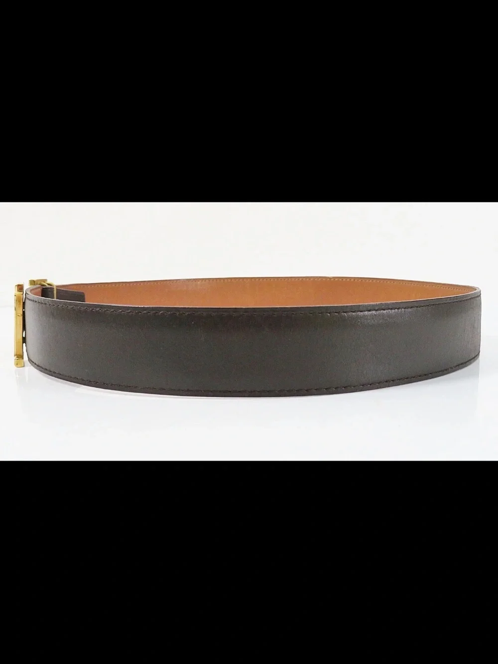 Hermes Brown/ Tan Reversible Belt with Gold H Buckle